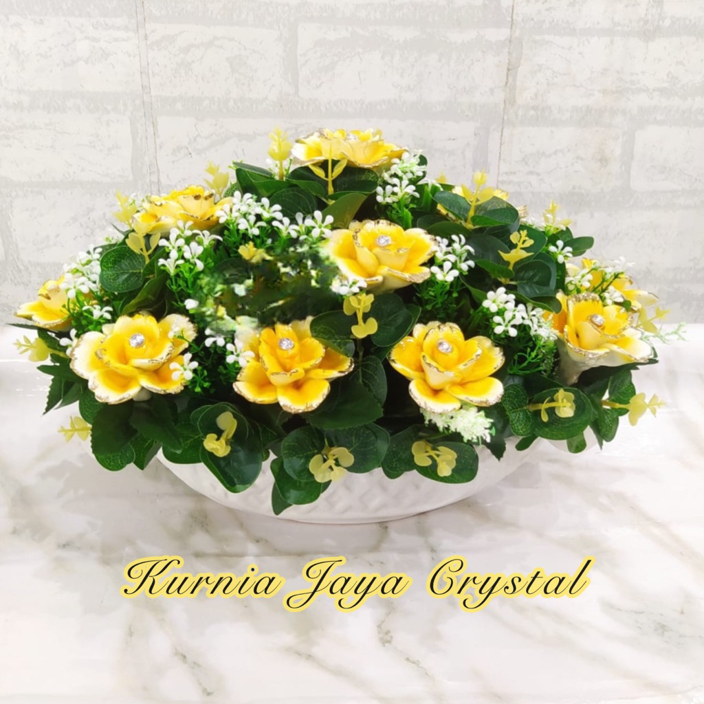 Rangkaian Bunga Keramik 14 tangkai utk meja tamu