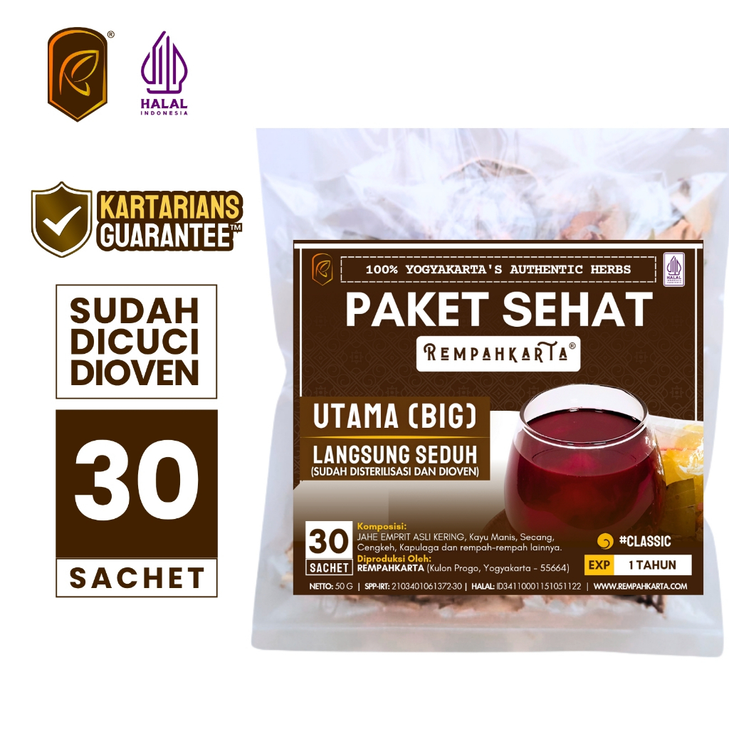 

REMPAHKARTA Paket Sehat Wedang Uwuh Utama Big (30 Sachet)