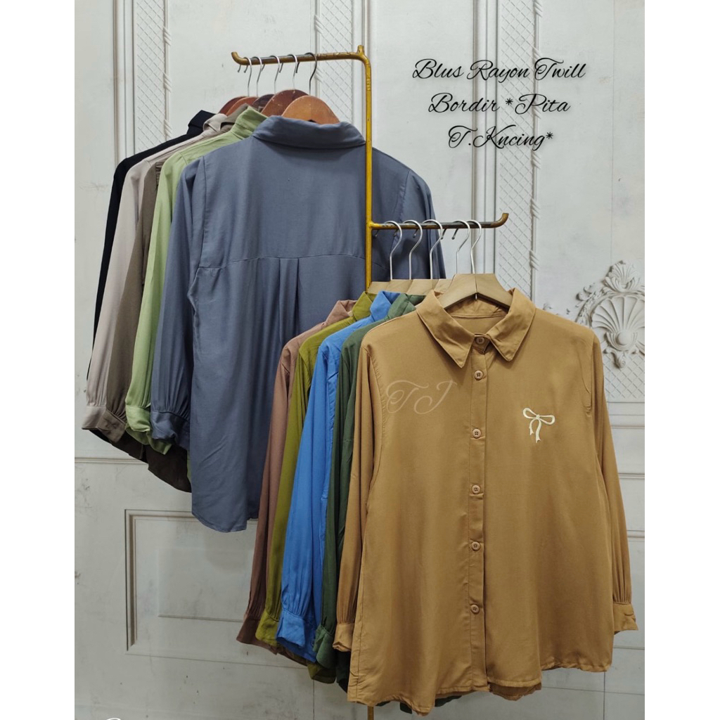 Kemeja Polos Rayon Hitam Putih Kemeja Adem Kemeja Kerja wanita