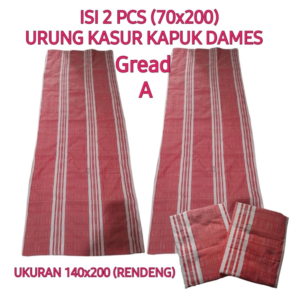 (GREAD A) ISI 2 PCS 70x200 URUNG KASUR KAPUK DAMES/KULIT KASUR KAPUK 140x200 RENDENG