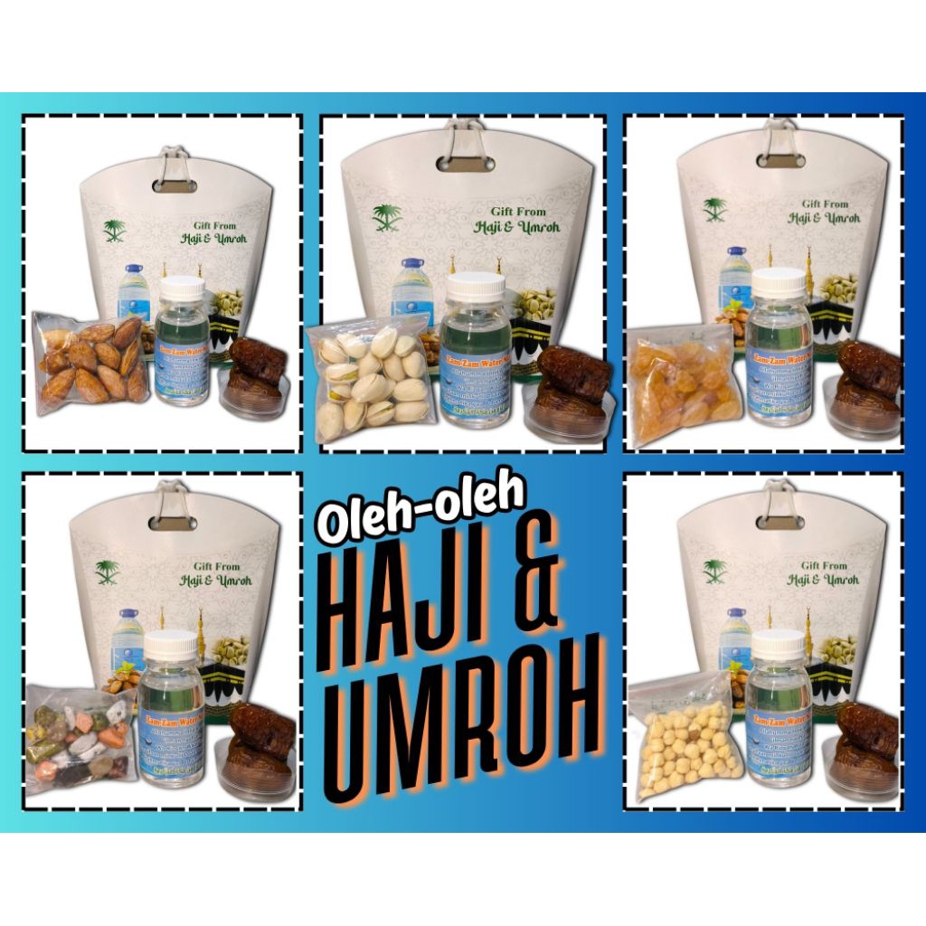 

Oleh-oleh Haji danUmroh Premium | Kurma Mesir | Air Zamzam 50 ml | Almond | Pistachio | Kismis