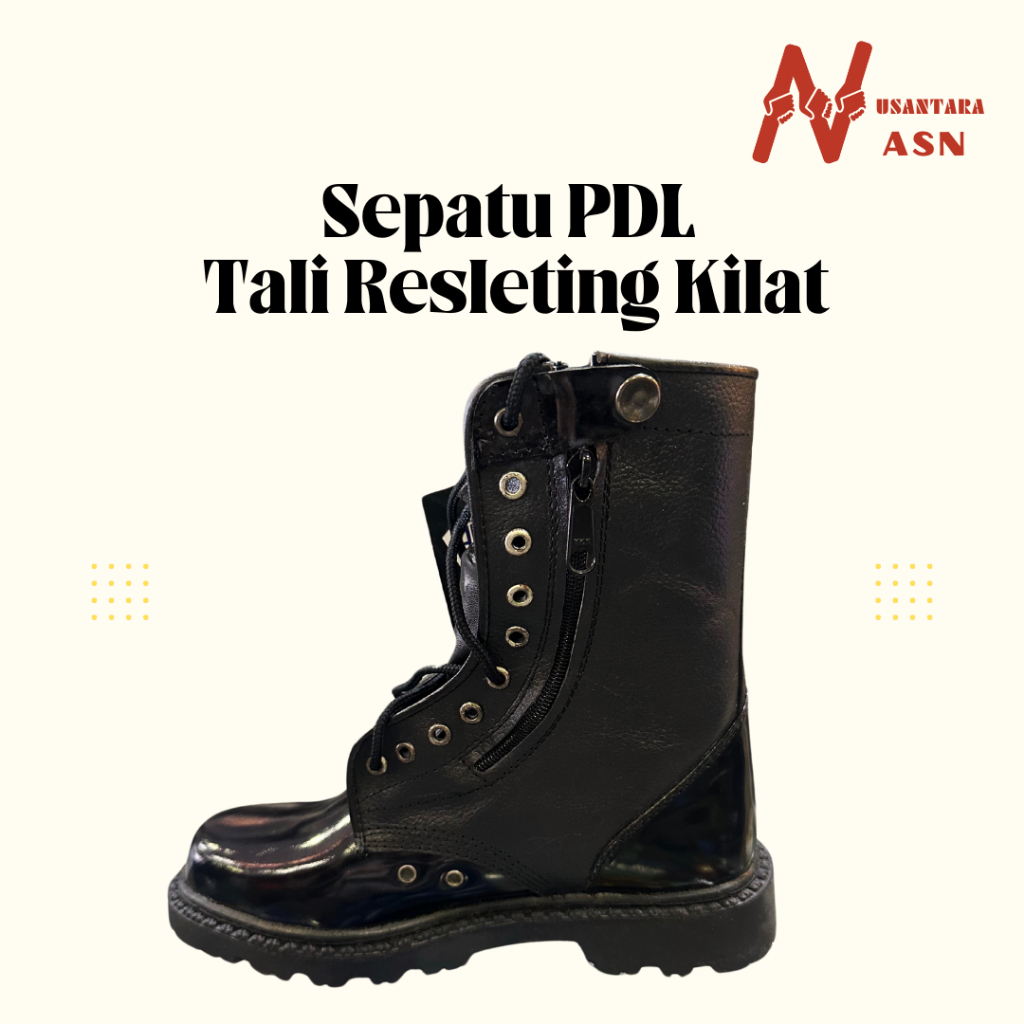 Sepatu PDL Dinas Kantor Satpam Security PNS POLRI TNI Tali Resleting Kilat