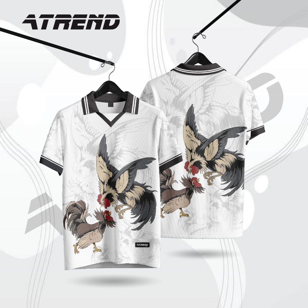 ATREND AT128 JERSEY AYAM JAGO FULL PRINTING KAOS ADU AYAM BANGKOK / JERSEY RETRO / BAJU SEHARI-HARI