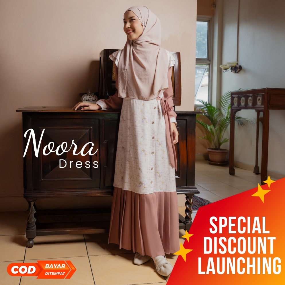 KODE L7S JILBRAVE Noora Dress Gamis Best Seller Lebaran Simple Elegant Look Feminine Casual Raya Col