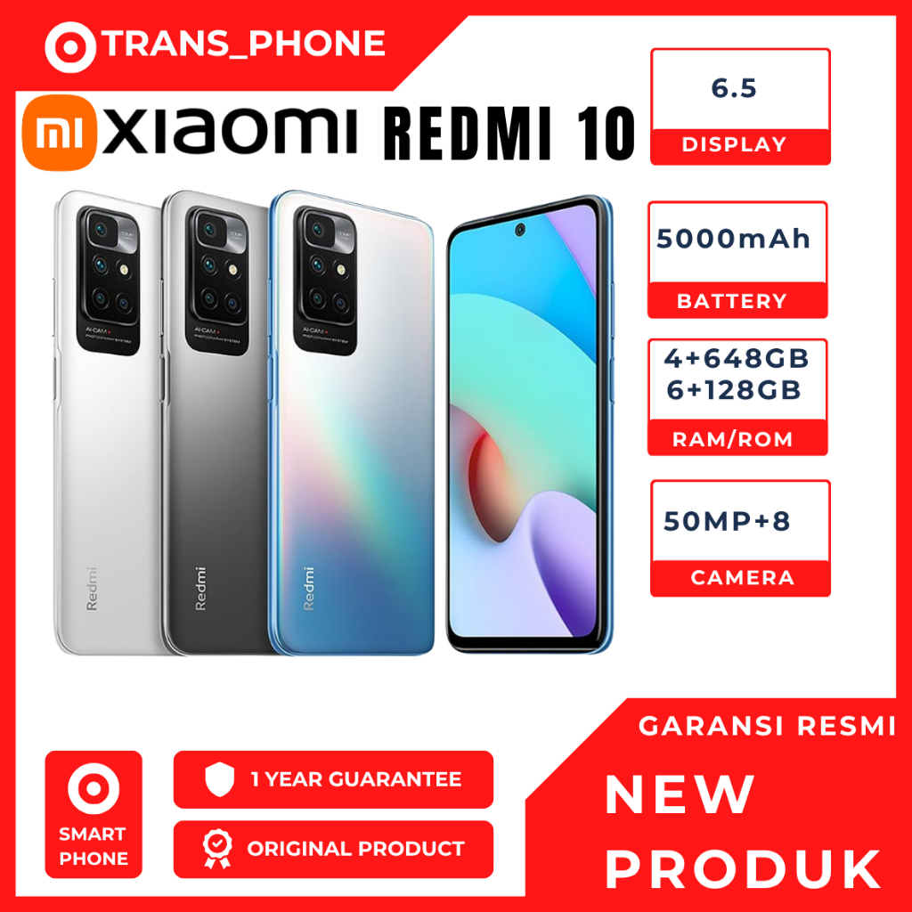 Xiaomi redmi 10 4GB+64GB  6GB+128GB 5000mAh Helio G88 Garansi Resmi