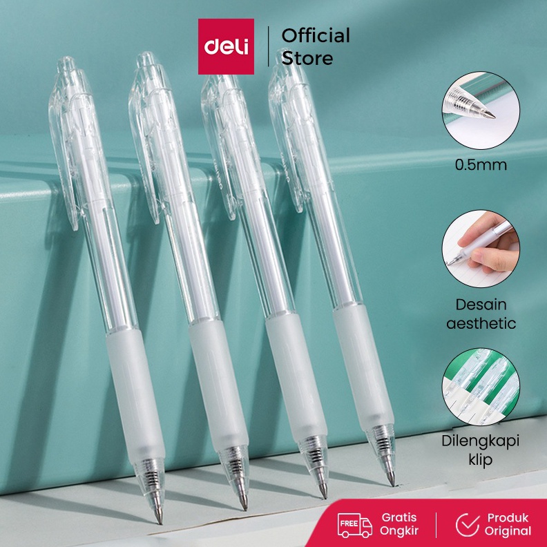 

KODE M9A Deli Gel Pen Pulpen Gel Retractable Tinta Hitam 5mm A57B1 12 pcs