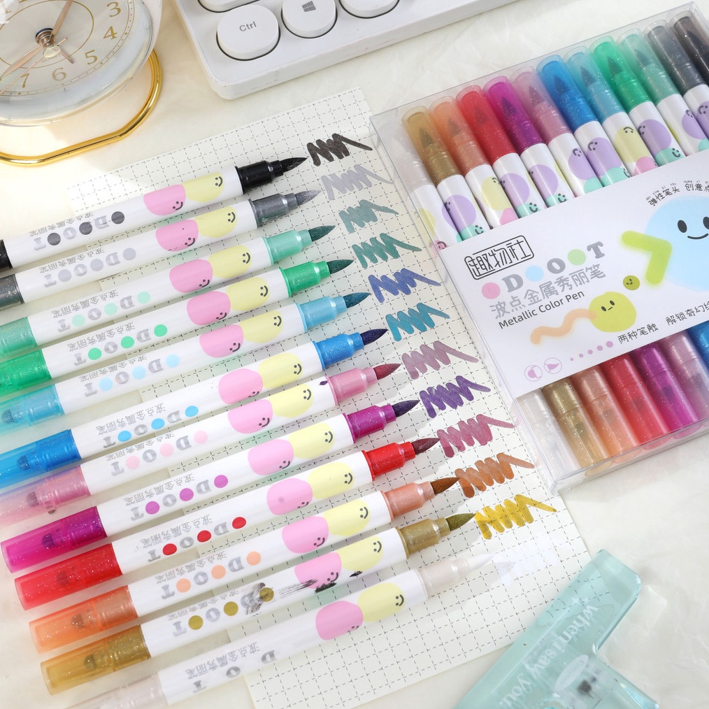 

KODE X86W 12pcs Brush Kuas Kaligrafi Brush Pen Lettering Drawing Pen Brushpen Mewarnai Penbrush Pena Warna Warni Spidol Highlighter Pen Brush Pastel Pink School Stuff Korea Alat Tulis barang aesthetic