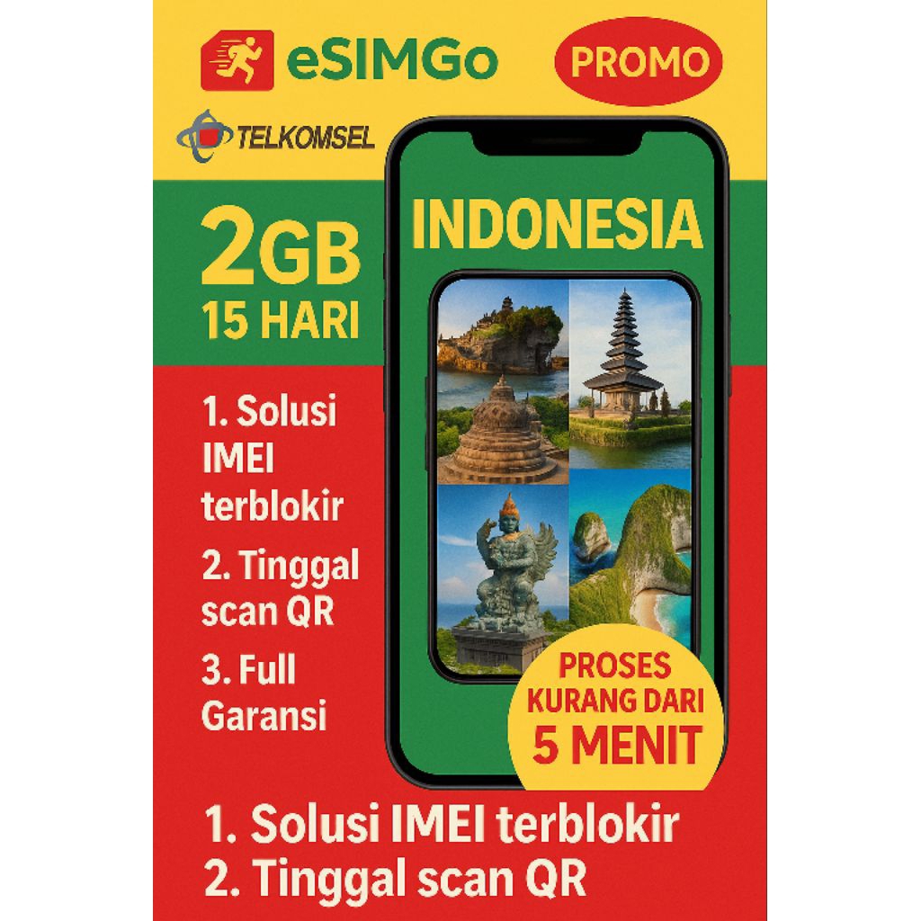eSIM Roaming Telkomsel INDO 2 GB/ 15 Hari