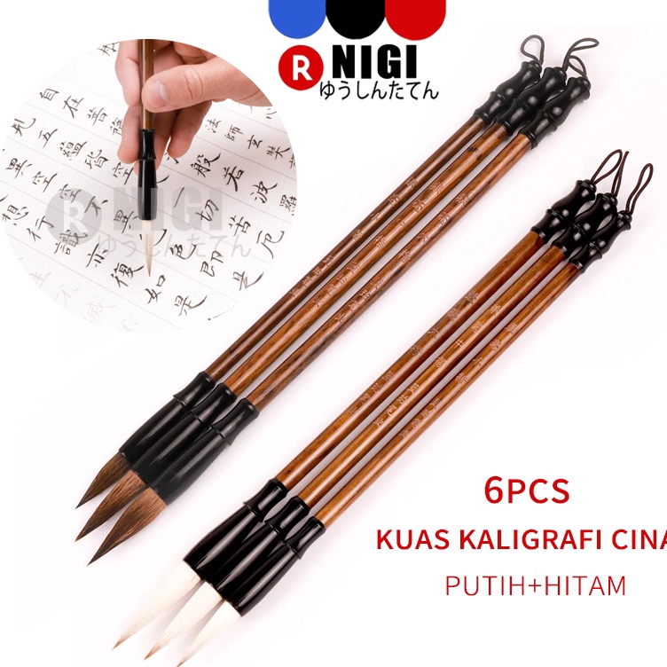 

KODE P8N NIGI 6 PCS Kuas Tulis Kaligrafi China Maobit Cina BuluKuas Kaligrafi Cina