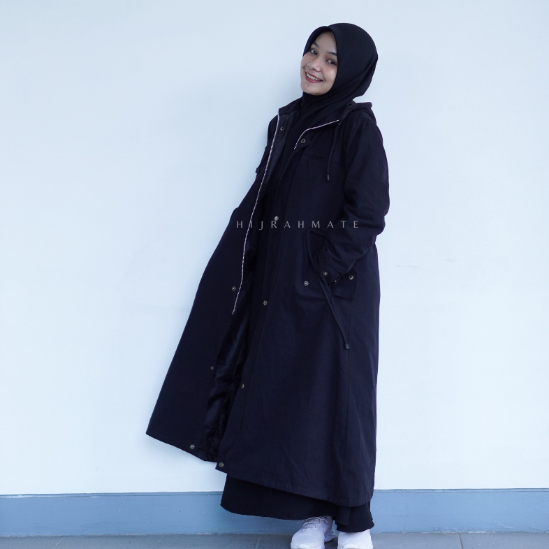 KODE P96V Hijrahmate  Jaket Parka Muslimah Sumayya Jaket Hijaber Dg Hoodie  Saku Rahasia Desain 6 Sa