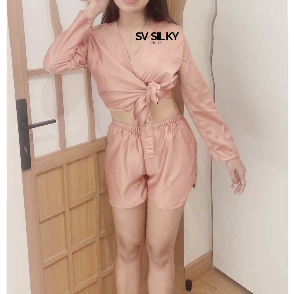 Ayana Set Piyama SV Silky Premium – Baju Tidur Wanita Satin Mewah & Adem | Look Elegan Ala Korea, Pi