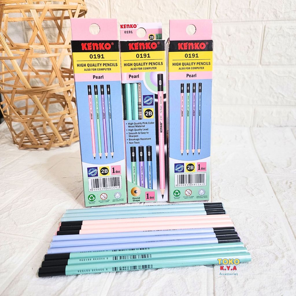 

(12PCS) 1 SET PENSIL 2B/PENSIL KENKO WARNA PASTEL/PENSIL KAYU KENKO/ 0191