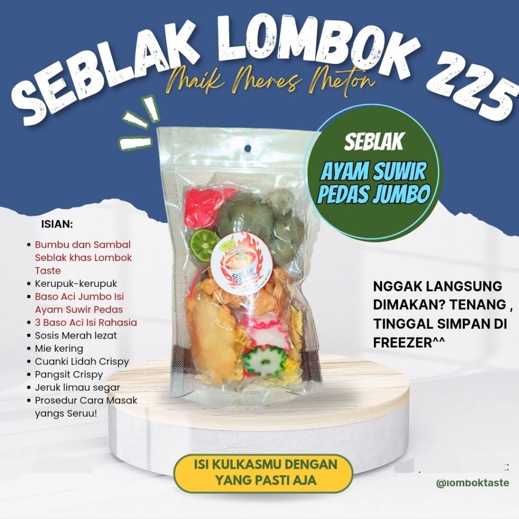 

Lombok Taste | Seblak Baso Aci Jumbo Ayam Suwir Pedas