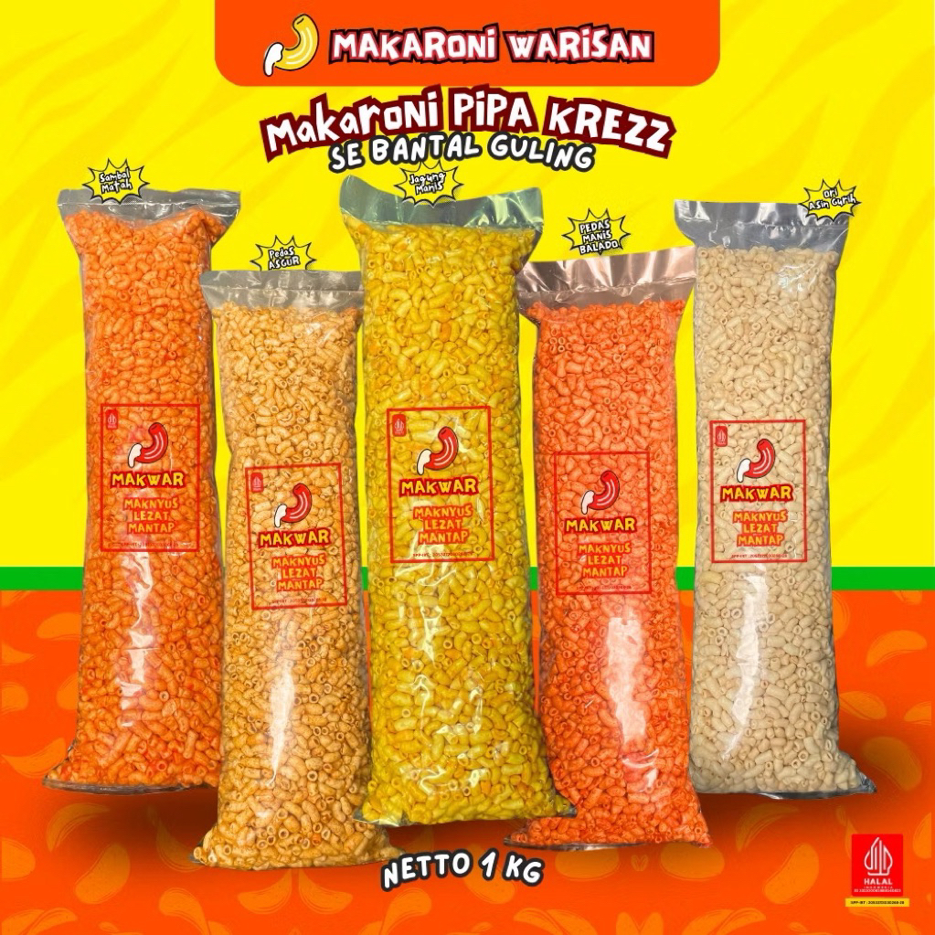 

1 KG MAKARONI BANTAT JAGUNG MANIS KRESS - Makanan Ringan Krupuk Cemilan Murah halal pedas daun jeruk