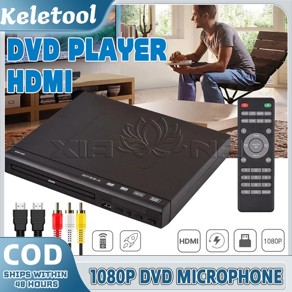 KELETOOL DVD Player Mini 1080p Pemutar VCD CD USB Media Player Dukungan Digital Karaoke Multimedia D
