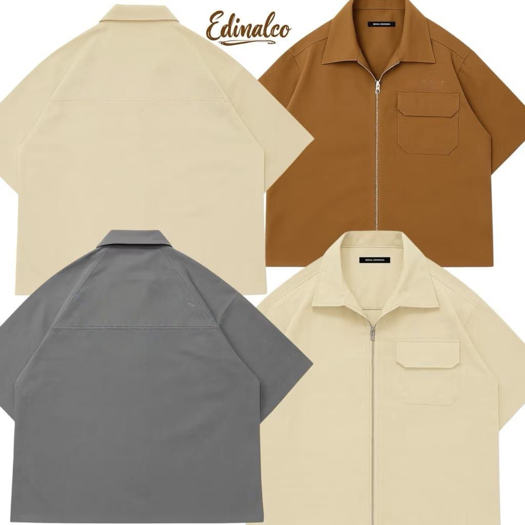 kemeja workshirt zipper Boxy( polos )