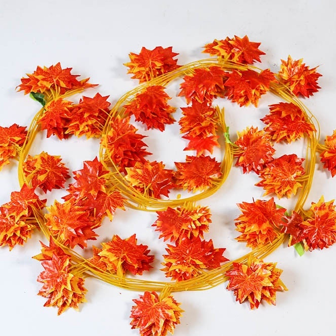 12pcs daun mapel hias daun plastik hiasan dekorasi rumah cafe daun maple artificial daun palsu daun 