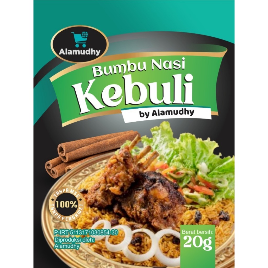 

Bumbu Instan Nasi Kebuli, Briyani, Mandhi, Kabsah by Alamudhy – 1 Bungkus 20gr untuk 1kg Beras | Rempah Asli, Tanpa MSG, HALAL
