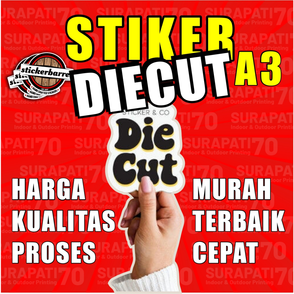 

Stiker Die Cut A3 Di potong satuan sesuai bentuk | Kromo, Vynil, Transparan Termurah||Cocok untuk label