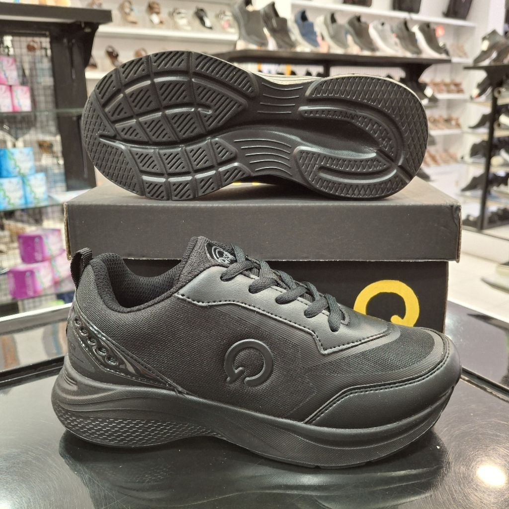 QISHI Sepatu Sekolah Anak | Marco TG | Hitam Hitam