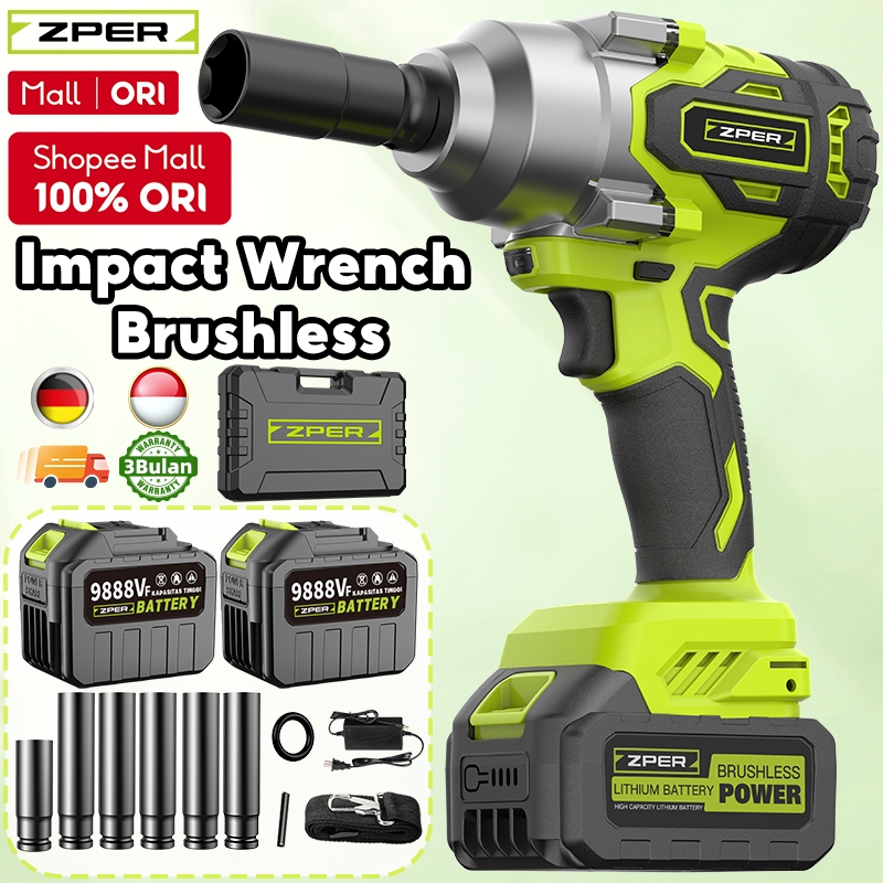ZPER Cordless Impact Wrench Brushless impact baterai wrench Mobil Mesin Bor Untuk Baut ZP013