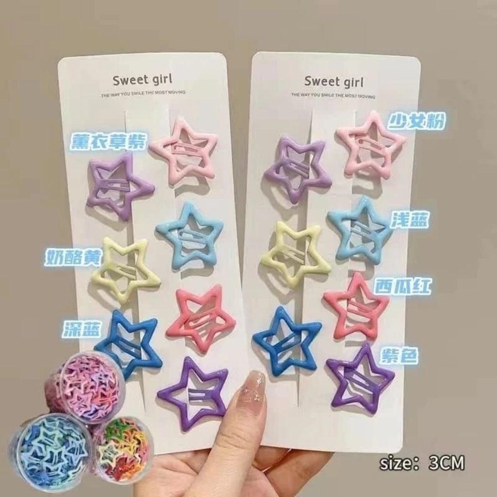 7 PCS - JEPIT RAMBUT BINTANG WARNA WARNI KEKINIAN TERBARU