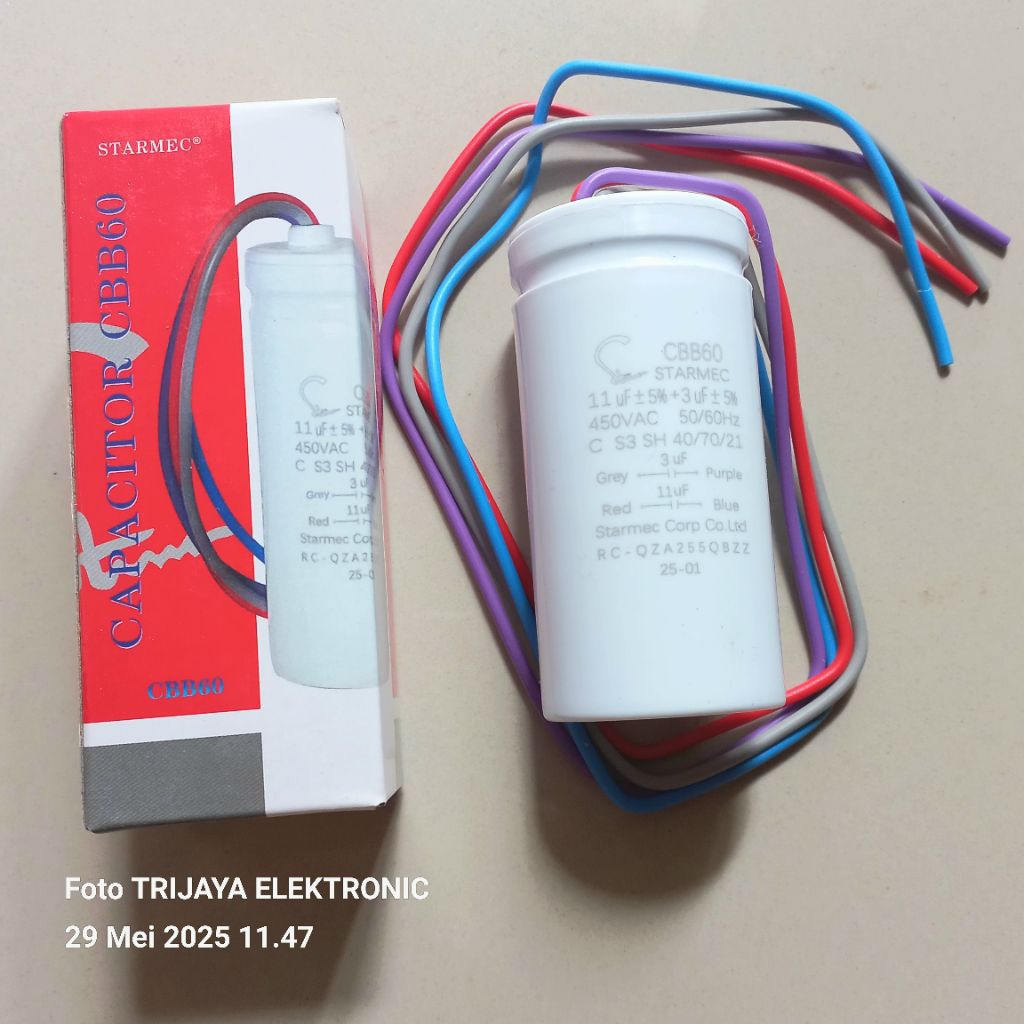 Kapasitor Mesin Cuci 4 Kabel 11+3uf 10+5uf 12+5uf 450v ( Untuk Mesin Cuci Sharp Polytron Sanyo Panas