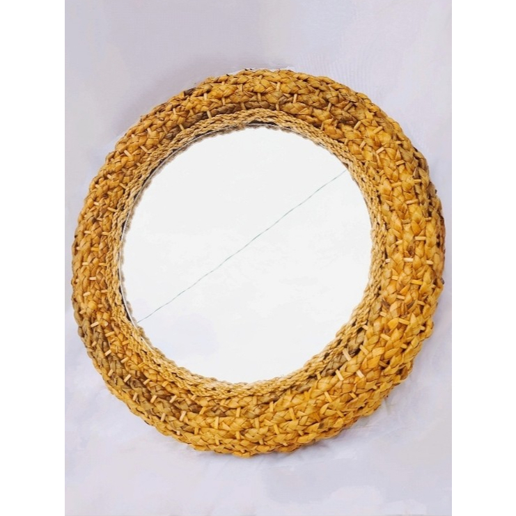 KACA CERMIN DINDING HIASAN ENCENG GONDOK / CERMIN BULAT / KACA BULAT / DEKORASI RUANGAN / HIASAN DIN