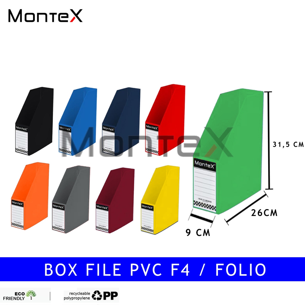 

MONTEX (6 PCS) BOX FILE KANCING PVC SEMI KULIT 9 CM / GROSIR 6 PCS