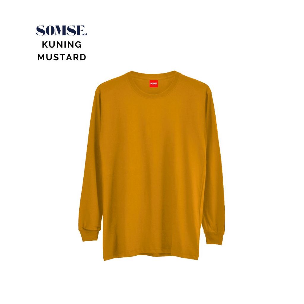 SOMSE. Tshirt Kuning Mustard ~ Kaos Polos Lengan Panjang Rib Cotton Combed 24s