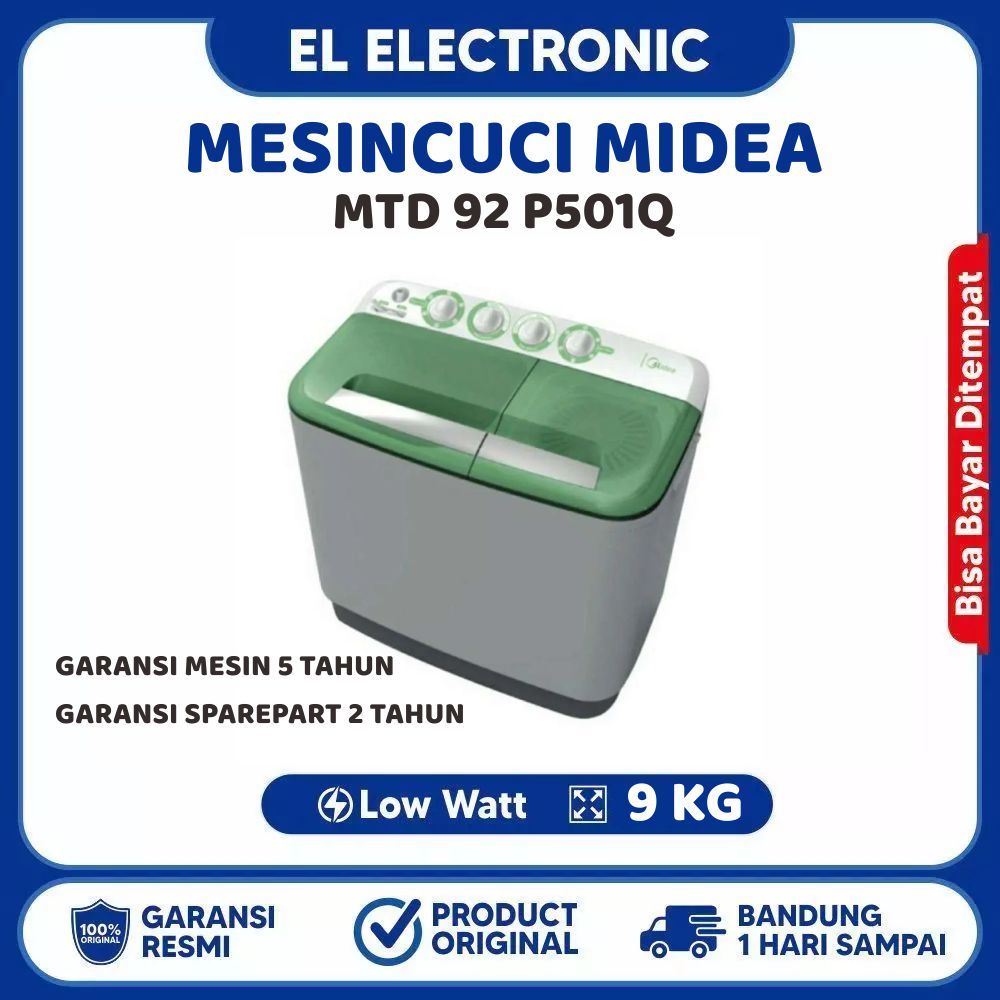 MESIN CUCI 2 TABUNG MIDEA MTD 92 P501Q GARANSI RESMI