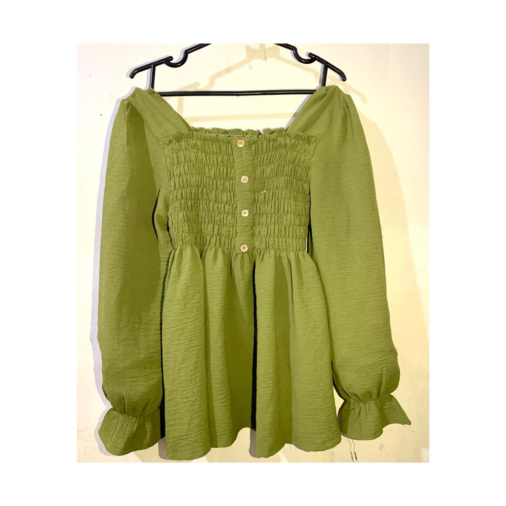 blouse korea smoke /blouse crop/blouse pressbody/blouse crop lengan panjang /prelove/thrift