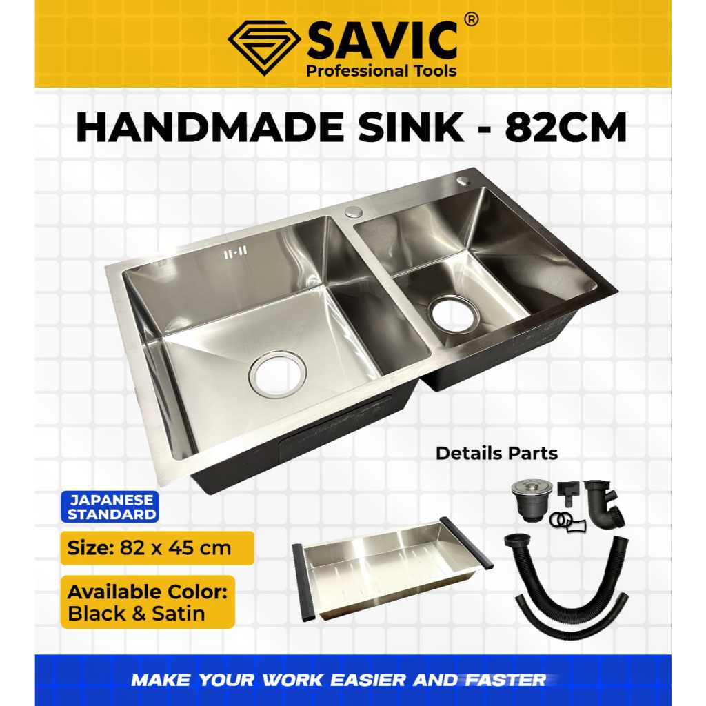 Bak Cuci Piring 82x45 2 lubang Savic / Kitchen Sink BCP 82 x 45