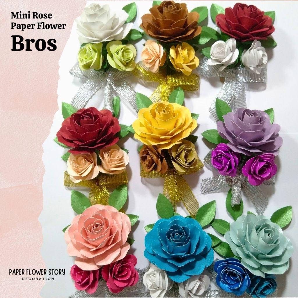 Bros Korsase Corsage Paper Flower Bros Bunga Kertas Bunga Jas Pengantin Keluarga