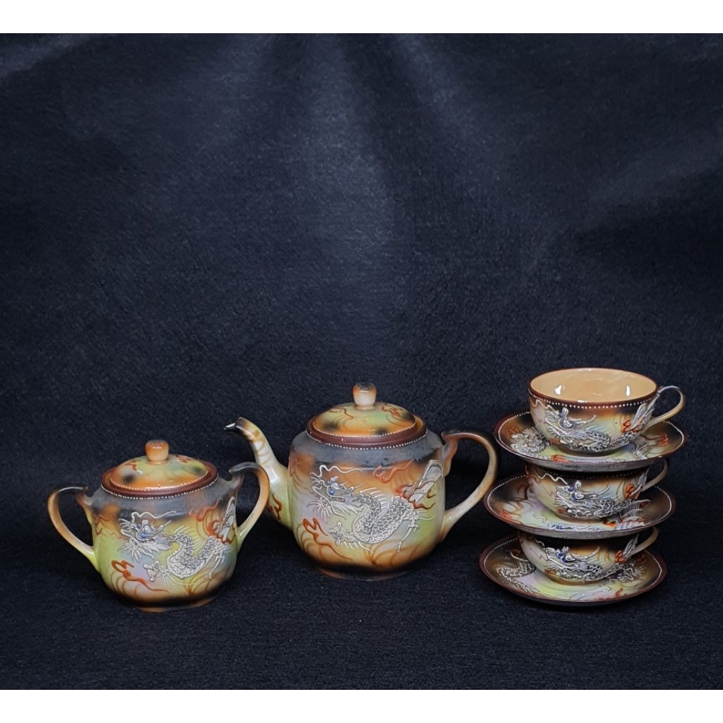 Tea set moriage satsuma Japan 1920an Taisho era antik jadul