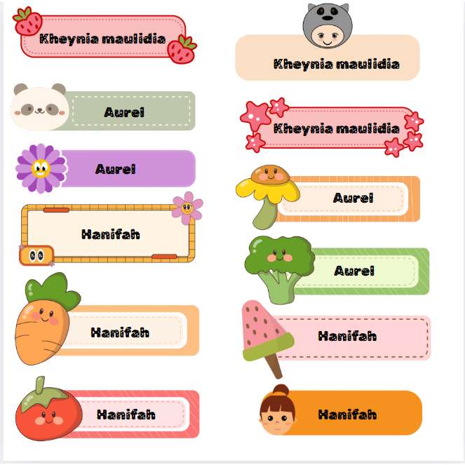 

Sticker Label Nama Custom 48 / 96 pcs Waterproof Tahan Air Stiker Nama Anak Buku Sekolah SD Bekal