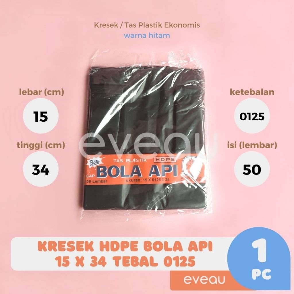 Bola Api Kresek Kantong Plastik 15 x 34 Tebal 0125 Hitam 50 Lembar Kemasan Plastic Bag HDPE