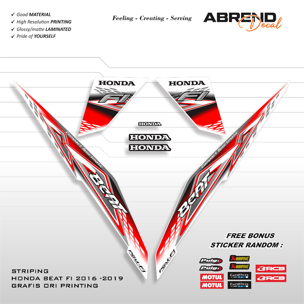 STIKER STRIPING HONDA BEAT FI 2012 2013 2014 2015 2016 / STICKER BEAT FI ORI PRINTING CUSTOM VARIASI