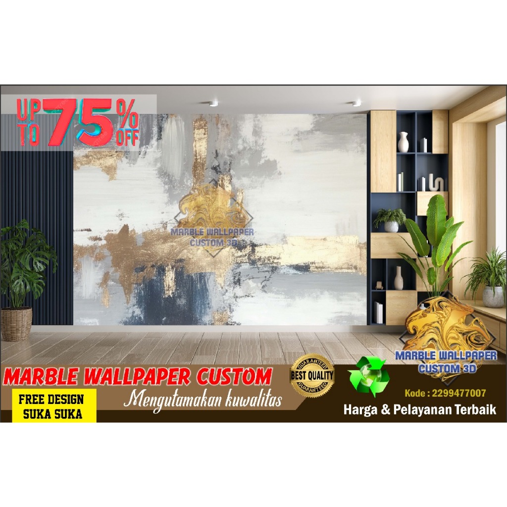 Wallpaper Custom 3D Tema Marmer | Wallpaper Dining Room Marmer | Wallpaper Ruang Makan Marmer | Wall