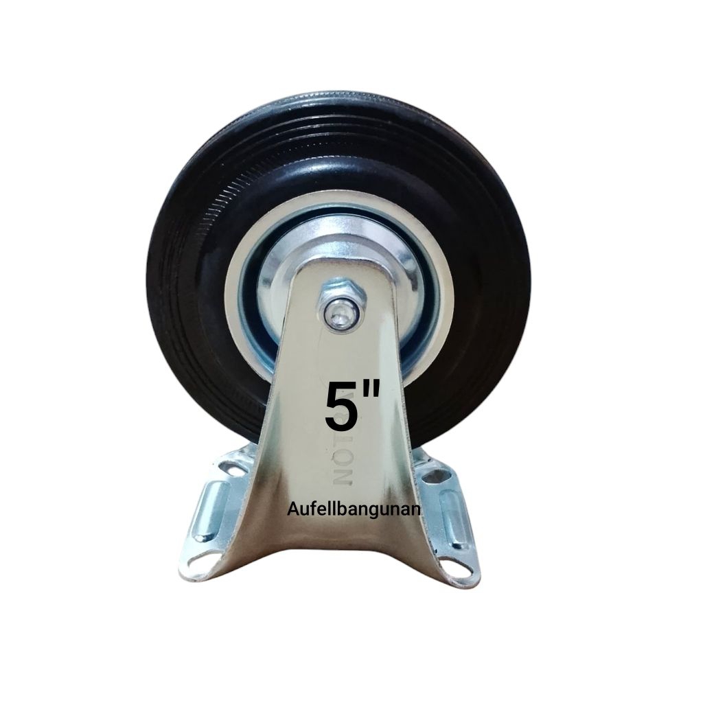 (1pc)Roda karet Mati 5" / roda gepeng karet trolley etalase rak 5" Mati