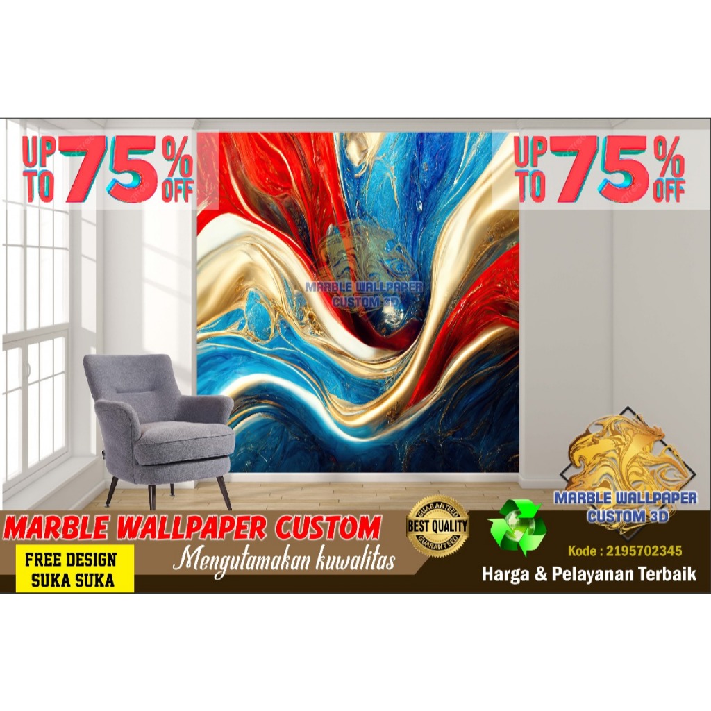 Wallpaper Custom 3D Tema Marmer | Wallpaper Dining Room Marmer | Wallpaper Ruang Makan Marmer | Wall