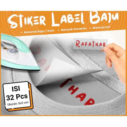

Stiker Label Nama Baju Setrika Sablon Polos Custom 36pcs Sticker Kain Kaos Anak Sekolah