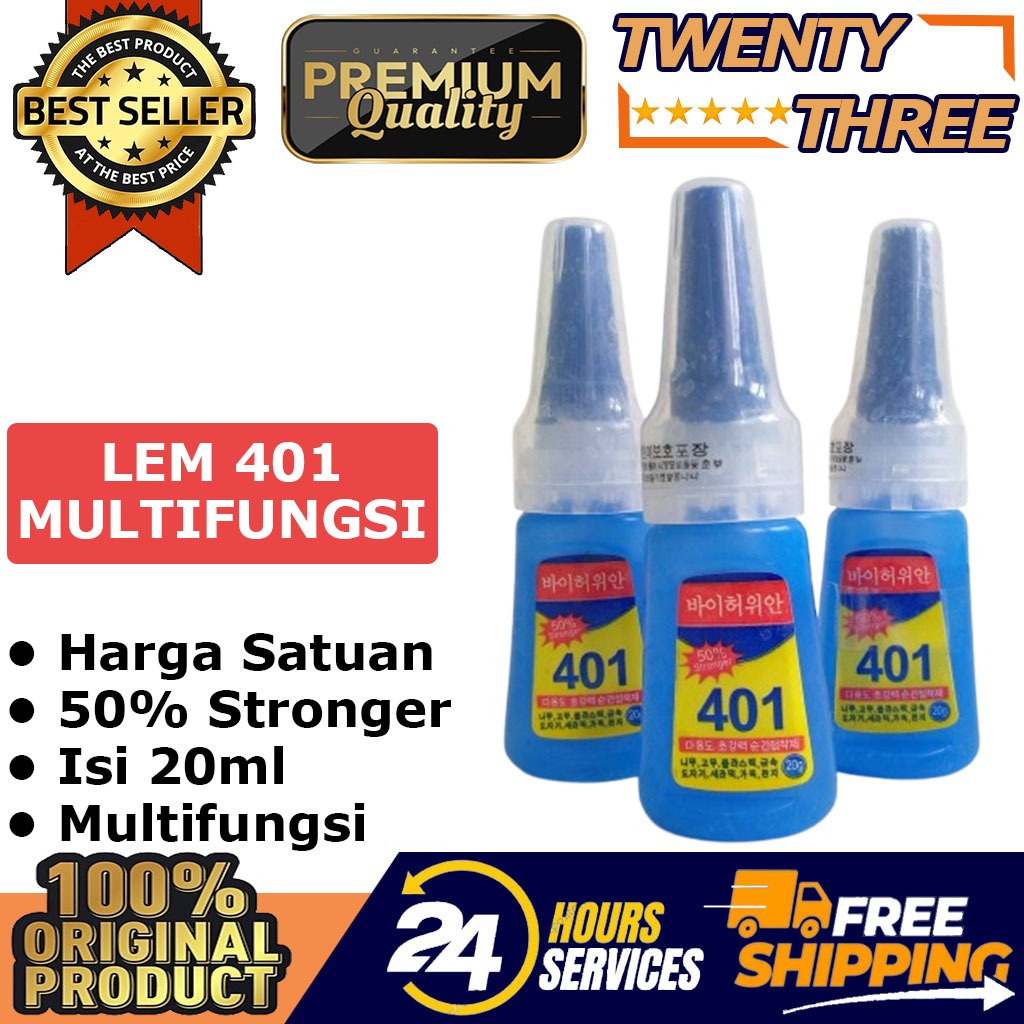 

Lem Super Glue 401 Perekat Kulit kain besi sepatu instan vanes panahan anak panah Korea 50% Stronger
