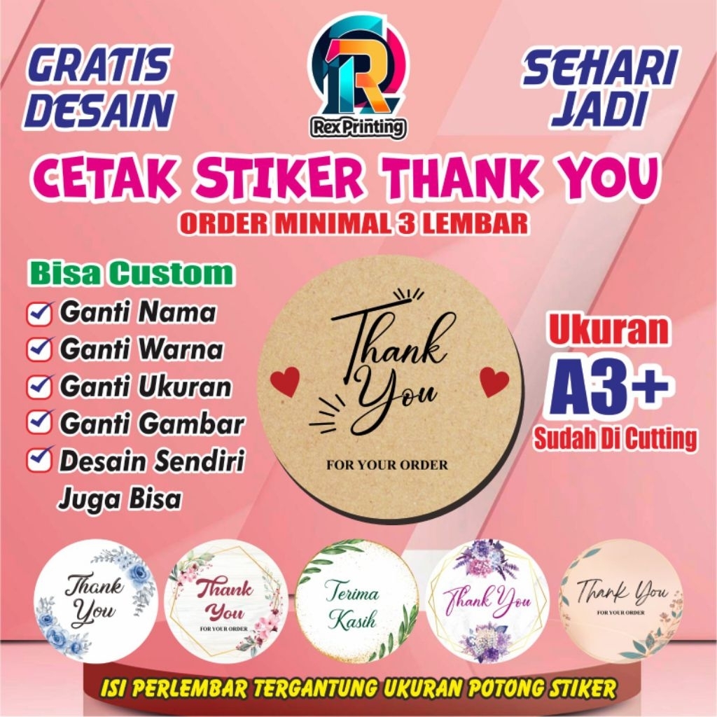 

CETAK STIKER THANK YOU / STIKER TERIMAKASIH CUSTOM + CUTTING