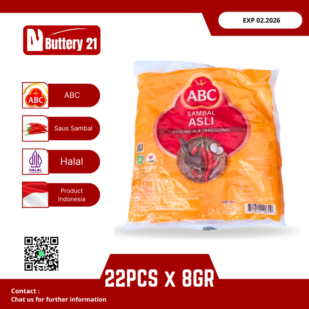 

ABC SAMBAL ASLI 22 SACHET X 8 GR/SAUS SAMBAL/SAUS SAHSET/ABC SAUS