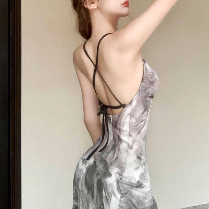 dress wanita kekinian bodycon backless vintage tanpa lengan midi dress terbaru 2024 big size dress X