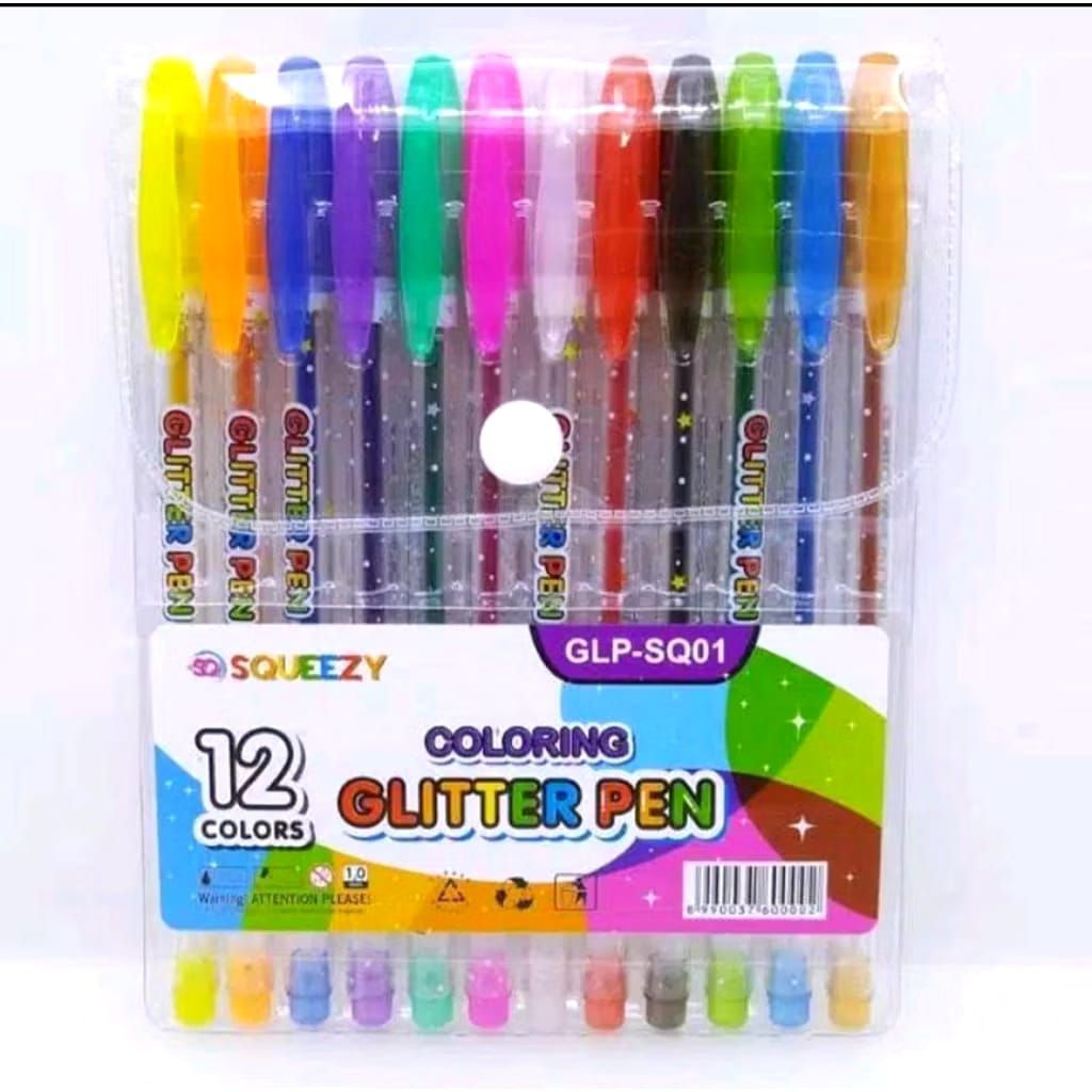 

Pulpen Gel Warna Glitter / Glitter Pen Original Squeezy (12 Warna)