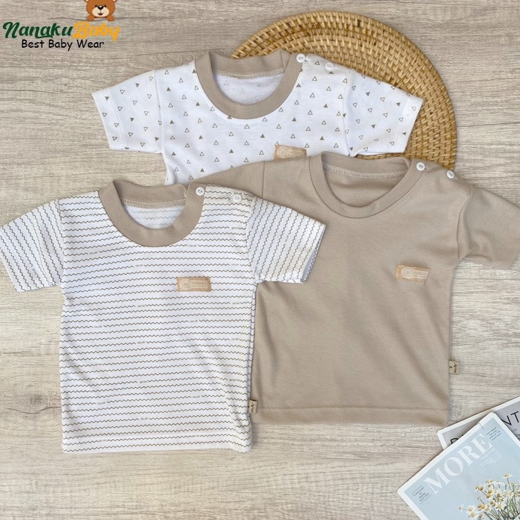 KODE D49A Nanaku Baby  Isi 3 PCS Baju Bayi Kaos Oblong Bayi Kualitas Premium Ukuran S M L XL Usia 18