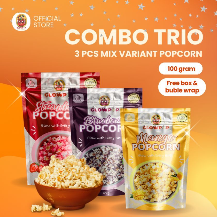

Diskon 25% GlowPop Popcorn Combo Trio 3 Varian Rasa| Bisa Request | Popcorn Buah Asli 100gr | Snack Sehat Low Calorie Gluten-Free