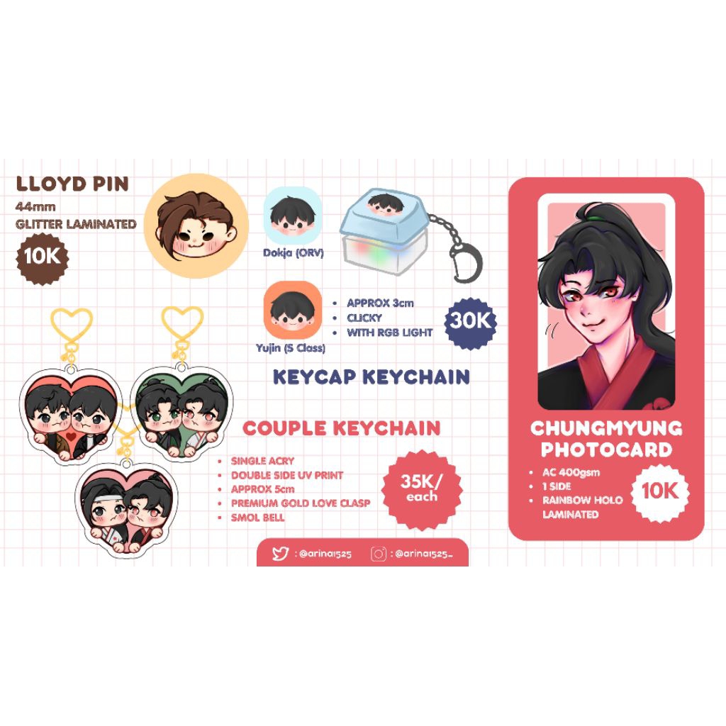 CFXX Merch @arina1525 ALNST IvanTill, Yujin SClass, Cheong Myeong Hwasan, Lloyd TGED, Dokja ORV I